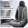 image:imageCoverado Car Seat Covers Leather Seat Covers Full Set Beige Seat Covers Perforated Diamond Leather Car Seat Cover Breathable Car Seat Cushion Waterproof Car Seat Protector Fit for Most CarsGrayBlack