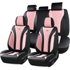 image:imageCoverado Car Seat Covers Leather Seat Covers Full Set Beige Seat Covers Perforated Diamond Leather Car Seat Cover Breathable Car Seat Cushion Waterproof Car Seat Protector Fit for Most CarsBlackPink