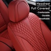image:imageCoverado Front Car Seat Covers 2 Pieces Seat Covers for Cars Waterproof Faux Leather Car Seat Protectors with PE Massage Fabric Luxury Driver Seat Cover Universal Fit for Most Vehicles BlackRed