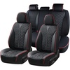 image:imageCoverado Front Car Seat Covers 2 Pieces Seat Covers for Cars Waterproof Faux Leather Car Seat Protectors with PE Massage Fabric Luxury Driver Seat Cover Universal Fit for Most Vehicles BlackBlackRed
