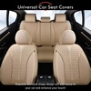 image:imageCoverado Front Car Seat Covers 2 Pieces Seat Covers for Cars Waterproof Faux Leather Car Seat Protectors with PE Massage Fabric Luxury Driver Seat Cover Universal Fit for Most Vehicles BlackBeige