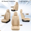 image:imageCoverado Front Car Seat Covers 2 Pieces Seat Covers for Cars Waterproof Faux Leather Car Seat Protectors with PE Massage Fabric Luxury Driver Seat Cover Universal Fit for Most Vehicles BlackBeige