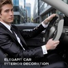 image:imageCoverado Nappa Leather Steering Wheel Cover Universal 1415 Inch AntiSlip Breathable Steering Wheel Protector Luxury Auto Decor for Men Women Black BrownCBlackGray