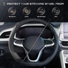 image:imageCoverado Nappa Leather Steering Wheel Cover Universal 1415 Inch AntiSlip Breathable Steering Wheel Protector Luxury Auto Decor for Men Women Black BrownCBlackGray