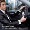 image:imageCoverado Nappa Leather Steering Wheel Cover Universal 1415 Inch AntiSlip Breathable Steering Wheel Protector Luxury Auto Decor for Men Women Black BrownBBlackline