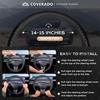 image:imageCoverado Nappa Leather Steering Wheel Cover Universal 1415 Inch AntiSlip Breathable Steering Wheel Protector Luxury Auto Decor for Men Women Black BrownBBlackline