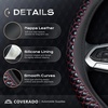 image:imageCoverado Nappa Leather Steering Wheel Cover Universal 1415 Inch AntiSlip Breathable Steering Wheel Protector Luxury Auto Decor for Men Women Black BrownBRedline