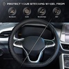 image:imageCoverado Nappa Leather Steering Wheel Cover Universal 1415 Inch AntiSlip Breathable Steering Wheel Protector Luxury Auto Decor for Men Women Black BrownBBlackline