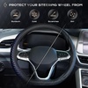 image:imageCoverado Nappa Leather Steering Wheel Cover Universal 1415 Inch AntiSlip Breathable Steering Wheel Protector Luxury Auto Decor for Men Women Black BrownBBlueline