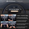 image:imageCoverado Nappa Leather Steering Wheel Cover Universal 1415 Inch AntiSlip Breathable Steering Wheel Protector Luxury Auto Decor for Men Women Black BrownBBlueline