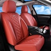 image:imageCoverado Car Seat Covers Leather Seat Covers Full Set Beige Seat Covers Perforated Diamond Leather Car Seat Cover Breathable Car Seat Cushion Waterproof Car Seat Protector Fit for Most CarsRed