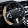 image:imageCoverado Nappa Leather Steering Wheel Cover Universal 1415 Inch AntiSlip Breathable Steering Wheel Protector Luxury Auto Decor for Men Women Black BrownCBlackBrown