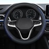 image:imageCoverado Nappa Leather Steering Wheel Cover Universal 1415 Inch AntiSlip Breathable Steering Wheel Protector Luxury Auto Decor for Men Women Black BrownBBlueline