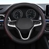 image:imageCoverado Nappa Leather Steering Wheel Cover Universal 1415 Inch AntiSlip Breathable Steering Wheel Protector Luxury Auto Decor for Men Women Black BrownBRedline