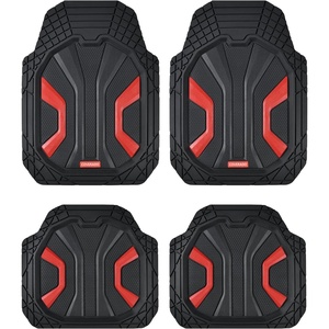 image:imageCoverado 59007 Car Floor Mats for Cars Deep Dish All Weather Floor Mats Car Floor Mats All Weather with AntiSlip Backing Car Mats Universal Trim to Fit for Cars SUV Truck Vans 4 Pcs BlackampRed