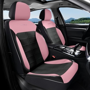 image:imageCoverado Car Seat Covers Full Set Leather Full Coverage Waterproof Seat Cover Car Seat Protector Cushion Universal Fit for Most Cars SUV Trucks PurpleampBlackPinkB