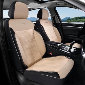 image:imageCoverado Car Seat Covers Full Set Leather Full Coverage Waterproof Seat Cover Car Seat Protector Cushion Universal Fit for Most Cars SUV Trucks PurpleampBlackBeige