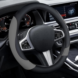 image:imageCoverado Nappa Leather Steering Wheel Cover Universal 1415 Inch AntiSlip Breathable Steering Wheel Protector Luxury Auto Decor for Men Women Black BrownCBlackGray