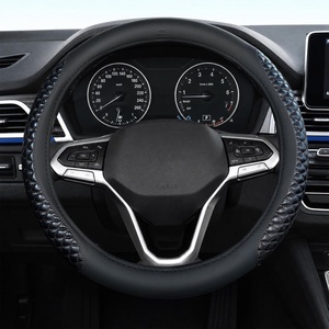 image:imageCoverado Nappa Leather Steering Wheel Cover Universal 1415 Inch AntiSlip Breathable Steering Wheel Protector Luxury Auto Decor for Men Women Black BrownBBlackline