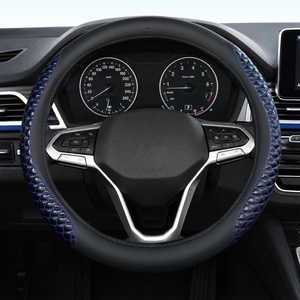 image:imageCoverado Nappa Leather Steering Wheel Cover Universal 1415 Inch AntiSlip Breathable Steering Wheel Protector Luxury Auto Decor for Men Women Black BrownBBlueline