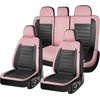 image:imageCoverado Car Seat Covers Full Set Luxury Leather Car Seat Protector Automotive Front and Rear Mesh Seat Covers Full Set 5 Seats Black Gray Seat Cushion for SUV Sedan TruckPinkBlack