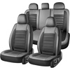 image:imageCoverado Car Seat Covers Full Set Luxury Leather Car Seat Protector Automotive Front and Rear Mesh Seat Covers Full Set 5 Seats Black Gray Seat Cushion for SUV Sedan TruckGreyBlack