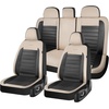 image:imageCoverado Car Seat Covers Full Set Luxury Leather Car Seat Protector Automotive Front and Rear Mesh Seat Covers Full Set 5 Seats Black Gray Seat Cushion for SUV Sedan TruckBeigeBlack