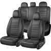 image:imageCoverado Car Seat Covers Full Set Luxury Leather Car Seat Protector Automotive Front and Rear Mesh Seat Covers Full Set 5 Seats Black Gray Seat Cushion for SUV Sedan TruckBlack