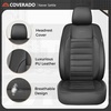 image:imageCoverado Car Seat Covers Full Set Luxury Leather Car Seat Protector Automotive Front and Rear Mesh Seat Covers Full Set 5 Seats Black Gray Seat Cushion for SUV Sedan TruckBlack