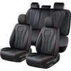 image:imageCoverado Car Seat Covers Leather Seat Covers Full Set Blue Seat Covers Car Seat Cushion Driver Car Seat Covers Waterproof Car Seat Protector Fit for Most CarsBlackRed line