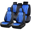 image:imageCoverado Car Seat Covers Leather Seat Covers Full Set Blue Seat Covers Car Seat Cushion Driver Car Seat Covers Waterproof Car Seat Protector Fit for Most CarsBlackLightblue