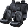 image:imageCoverado Car Seat Covers Leather Seat Covers Full Set Blue Seat Covers Car Seat Cushion Driver Car Seat Covers Waterproof Car Seat Protector Fit for Most CarsBlack