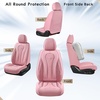 image:imageCoverado Car Seat Covers Leather Seat Covers Full Set Blue Seat Covers Car Seat Cushion Driver Car Seat Covers Waterproof Car Seat Protector Fit for Most CarsPink