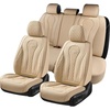 image:imageCoverado Car Seat Covers Leather Seat Covers Full Set Blue Seat Covers Car Seat Cushion Driver Car Seat Covers Waterproof Car Seat Protector Fit for Most CarsBeige