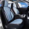 image:imageCoverado Car Seat Covers Leather Seat Covers Full Set Blue Seat Covers Car Seat Cushion Driver Car Seat Covers Waterproof Car Seat Protector Fit for Most CarsBlackBlue