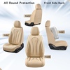 image:imageCoverado Car Seat Covers Leather Seat Covers Full Set Blue Seat Covers Car Seat Cushion Driver Car Seat Covers Waterproof Car Seat Protector Fit for Most CarsBeige