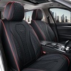 image:imageCoverado Car Seat Covers Leather Seat Covers Full Set Blue Seat Covers Car Seat Cushion Driver Car Seat Covers Waterproof Car Seat Protector Fit for Most CarsRedlineBlack