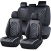 image:imageCoverado Full Set Car Seat Covers Luxury Faux Leather Waterproof Seat Covers Pink Car Seat Protectors Universal Fit for Most Cars Automotive Seat CoversPinkBBlack