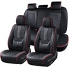 image:imageCoverado Full Set Car Seat Covers Luxury Faux Leather Waterproof Seat Covers Pink Car Seat Protectors Universal Fit for Most Cars Automotive Seat CoversPinkABlackRed line