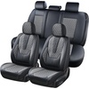 image:imageCoverado Full Set Car Seat Covers Luxury Faux Leather Waterproof Seat Covers Pink Car Seat Protectors Universal Fit for Most Cars Automotive Seat CoversPinkABlackGray