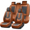 image:imageCoverado Full Set Car Seat Covers Luxury Faux Leather Waterproof Seat Covers Pink Car Seat Protectors Universal Fit for Most Cars Automotive Seat CoversPinkABrownBlack