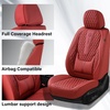 image:imageCoverado Full Set Car Seat Covers Luxury Faux Leather Waterproof Seat Covers Pink Car Seat Protectors Universal Fit for Most Cars Automotive Seat CoversPinkARed