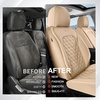 image:imageCoverado Full Set Car Seat Covers Luxury Faux Leather Waterproof Seat Covers Pink Car Seat Protectors Universal Fit for Most Cars Automotive Seat CoversPinkBBeige