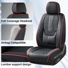 image:imageCoverado Full Set Car Seat Covers Luxury Faux Leather Waterproof Seat Covers Pink Car Seat Protectors Universal Fit for Most Cars Automotive Seat CoversPinkABlackRed line