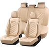 image:imageCoverado Full Set Car Seat Covers Luxury Faux Leather Waterproof Seat Covers Pink Car Seat Protectors Universal Fit for Most Cars Automotive Seat CoversPinkBBeige