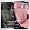 image:imageCoverado Full Set Car Seat Covers Luxury Faux Leather Waterproof Seat Covers Pink Car Seat Protectors Universal Fit for Most Cars Automotive Seat CoversPinkBPink