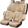 image:imageCoverado Full Set Car Seat Covers Luxury Faux Leather Waterproof Seat Covers Pink Car Seat Protectors Universal Fit for Most Cars Automotive Seat CoversPinkABeige