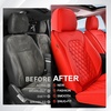 image:imageCoverado Full Set Car Seat Covers Luxury Faux Leather Waterproof Seat Covers Pink Car Seat Protectors Universal Fit for Most Cars Automotive Seat CoversPinkBRed