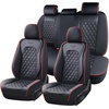 image:imageCoverado Full Set Car Seat Covers Luxury Faux Leather Waterproof Seat Covers Pink Car Seat Protectors Universal Fit for Most Cars Automotive Seat CoversPinkBRedLine
