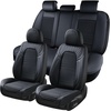 image:imageCoverado Full Set Car Seat Covers Luxury Faux Leather Waterproof Seat Covers Pink Car Seat Protectors Universal Fit for Most Cars Automotive Seat CoversPinkBlackFront